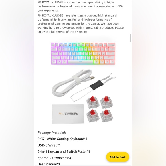 RK61 Wired 60% Mechanical Gaming Keyboard RGB Backlit Ultra-Compact Hot-Swappabl - Picture 9 of 10